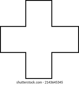 Cross shape symbol vector icon outline stroke for creative graphic design ui element in a pictogram illustration