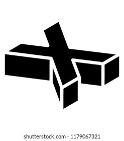 
Cross shaped alphabet, 3d x 
