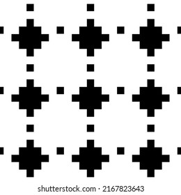 Kreuzformen nahtloses Muster. Ethnische Ornamente. Folkter Hintergrund. Geometrisches Bildschirmhintergrund. Inca kreuzt das Bild. Stammesmotiv. Altes Mosaik. Digitales Papier, Webdesign, Stoffdruck, abstrakt. Vektorkunst.