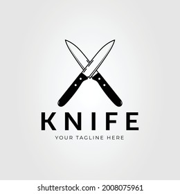 cross of sharp chef knife logo vector illustration design