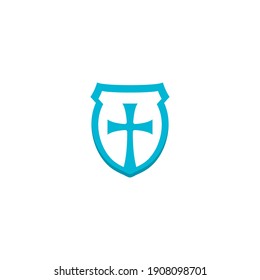 cross with shield logo vector icon illustration design