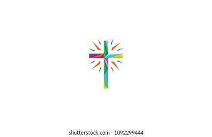 cross shining geometric logo vector