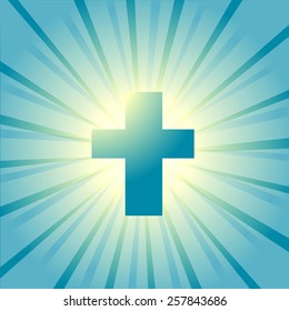 Cross shining in the sun. Vector