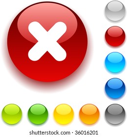 Cross  shiny button. Vector illustration