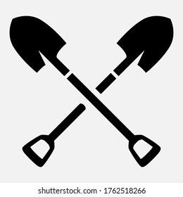 Cross shovel icon vector for logotype. Dig symbol