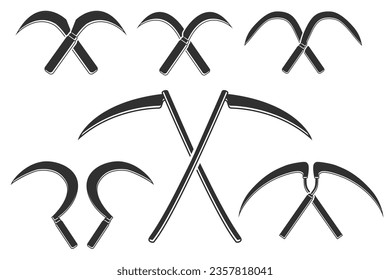 Cross Sickle silhouette Bundle, Sickle Vector Bundle, Cross Sickle Bundle,  Sickle Silhouette Bundle, Cross Vector,  Agriculture elements, Farming equipment, Farming tool, Agriculture tool