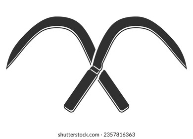 Cross Sickle silhouette,Vector, Cross Sickle,  Sickle Silhouette, Cross Sickle Vector,  Agriculture elements, Farming equipment, Farming tool, Agriculture tool