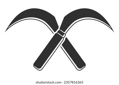 Cross Sickle silhouette,Vector, Cross Sickle,  Sickle Silhouette, Cross Sickle Vector,  Agriculture elements, Farming equipment, Farming tool, Agriculture tool