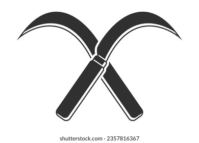 Cross Sickle silhouette,Vector, Cross Sickle,  Sickle Silhouette, Cross Sickle Vector,  Agriculture elements, Farming equipment, Farming tool, Agriculture tool