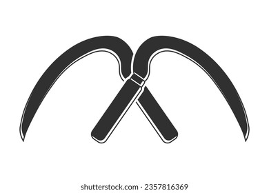 Cross Sickle silhouette,Vector, Cross Sickle,  Sickle Silhouette, Cross Sickle Vector,  Agriculture elements, Farming equipment, Farming tool, Agriculture tool