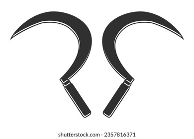 Cross Sickle silhouette,Vector, Cross Sickle,  Sickle Silhouette, Cross Sickle Vector,  Agriculture elements, Farming equipment, Farming tool, Agriculture tool