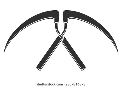 Cross Sickle silhouette,Vector, Cross Sickle,  Sickle Silhouette, Cross Sickle Vector,  Agriculture elements, Farming equipment, Farming tool, Agriculture tool