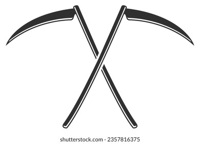 Cross Sickle silhouette,Vector, Cross Sickle,  Sickle Silhouette, Cross Sickle Vector,  Agriculture elements, Farming equipment, Farming tool, Agriculture tool