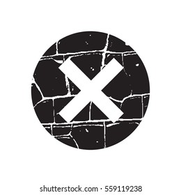 Cross sign black element. Gray grunge X icon isolated on white background. Simple mark design. Round button for vote, decision, web. Symbol of error, check, wrong and stop, failed. Vector illustration