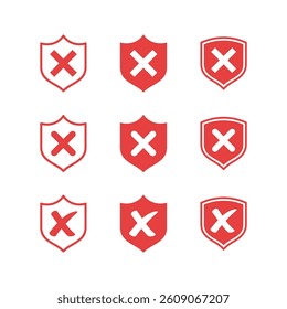 Cross Sign Cancel Denial Set Icon Vector