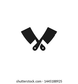 Cross Sign of Chopper Cleaver or Chef Knife for butcher Premium Logo Template