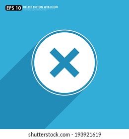 Cross sign in circle on blue background - can be used as symbols of wrong, close, deny etc.
