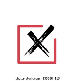 Cross sign element. Grunge X icon. Symbol of error, wrong and stop.