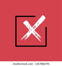 Cross sign element. Grunge X icon. Symbol of error, wrong and stop.