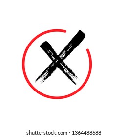 Cross sign element. Grunge X icon. Symbol of error, wrong and stop.