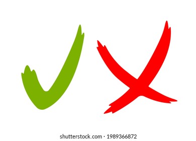 Cross sign element. Red grunge X icon, isolated on white background. Mark graphic design. Rejected sign in grunge style. Symbol of error, check, wrong and stop, failed.