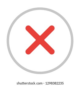 Cross sign element. Red X icon.
