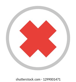Cross sign element. Red X icon.