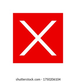 Cross sign element. Red X icon isolated on white background. Simple mark graphic design. Button for vote, decision, web. Symbol of error, check, wrong and stop, failed. Vector illustration