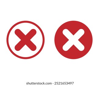 Cross sign element. red x icon circle.	
