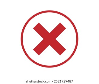 Cross sign element. red x icon circle.	