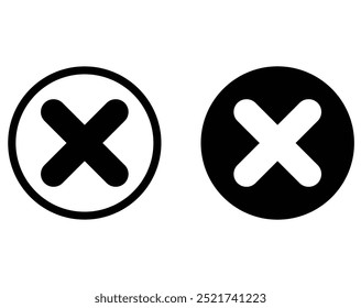 Cross sign element. red x icon circle.	
