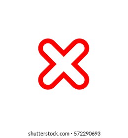 Cross sign element. Red X icon isolated on white background. Simple mark graphic design. Button for vote, decision, web. Symbol of error, check, wrong and stop, failed. Vector illustration