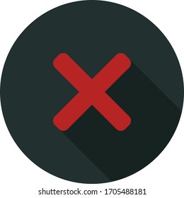 Cross sign flat icon on dark background, vector symbol 