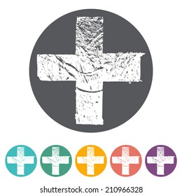 cross sign flat icons, red, vector