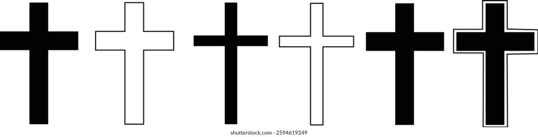Cross Sign Flat And Outline Silhouette Icon Design On White Background