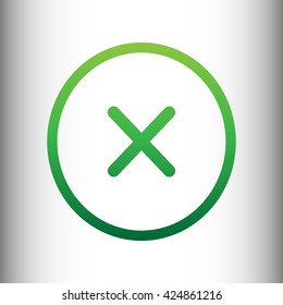 Cross sign. Green gradient icon