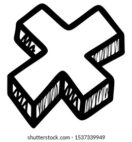 Cross sign hand drawn vector illustration. Rejection symbol drawing isolated on white background