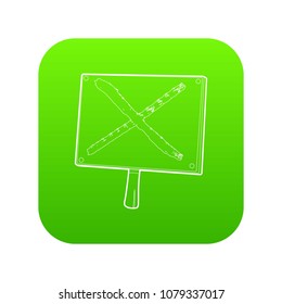 Cross sign icon green vector isolated on white background