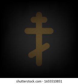 Cross sign. Icon as grid of small orange light bulb in darkness. Illustration.