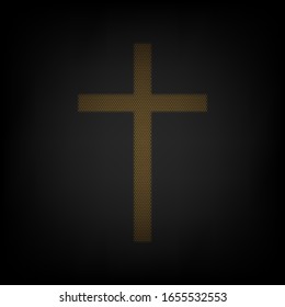 Cross sign. Icon as grid of small orange light bulb in darkness. Illustration.