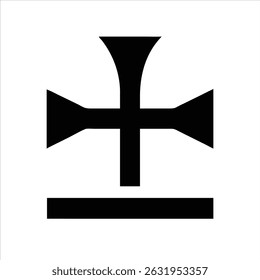 cross sign icon modern illustration art design black and white silhouette with bold outline 