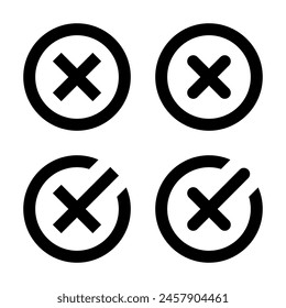 Cross sign icon set in generic style. X mark sign symbol