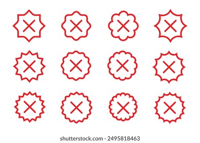 cross sign icon set, red stroke, simple and varied design, editable vector eps 10