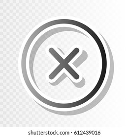 Cross sign illustration. Vector. Blackish icon on transparent background with transition.