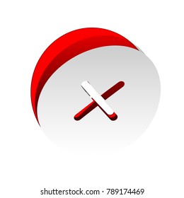 Cross sign illustration. Vector. Detachable paper icon with red body stock. Isolated.
