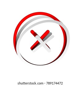 Cross sign illustration. Vector. Detachable paper icon with red body stock. Isolated.