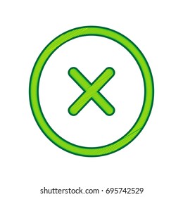 Cross sign illustration. Vector. Lemon scribble icon on white background. Isolated