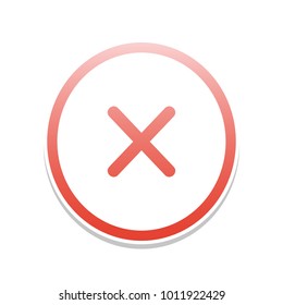 Cross sign illustration. Vector. Reddish icon with white and gray shadow on white background. Isolated.