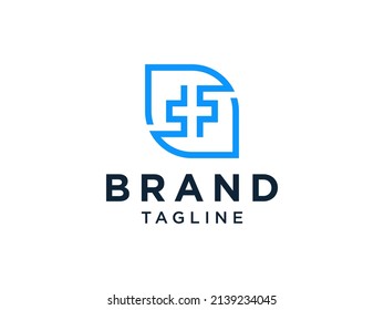 Cross Sign with Long Shadow Medical Logo Health Symbol. Flat Vector Logo Design Template Element
