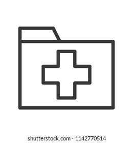 Cross sign on Folder, medical data or record icon